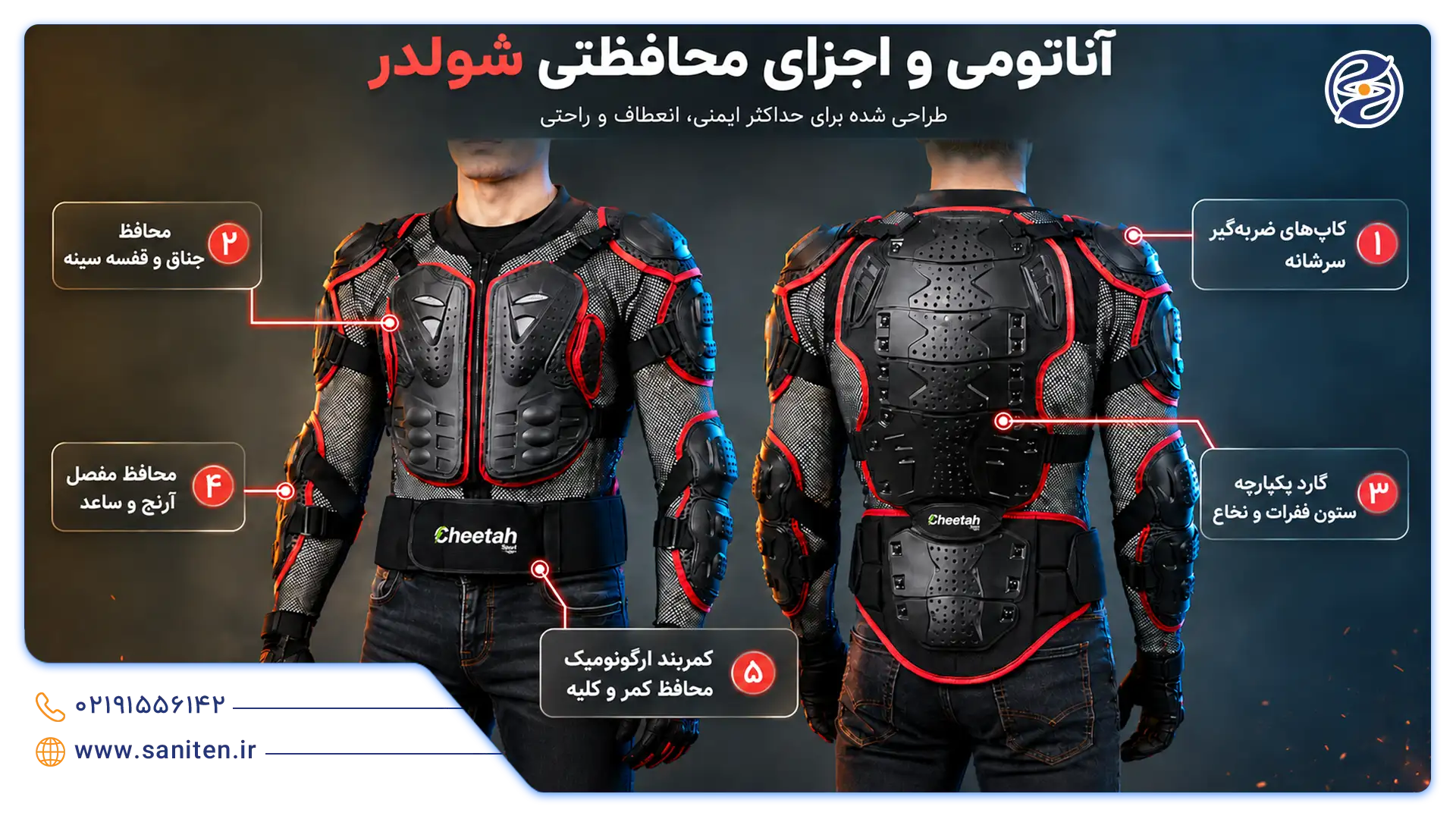 آناتومی و اجزای محافظتی شولدر موتور سواری چیتا