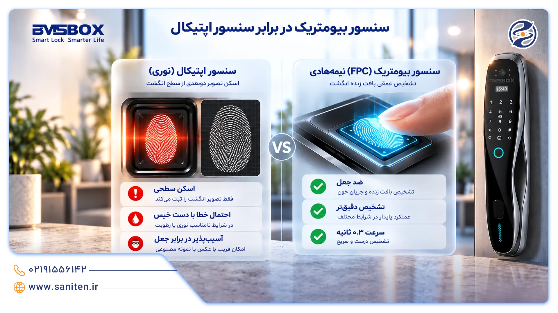 مقایسه سنسورها در قفل اثر انگشتی