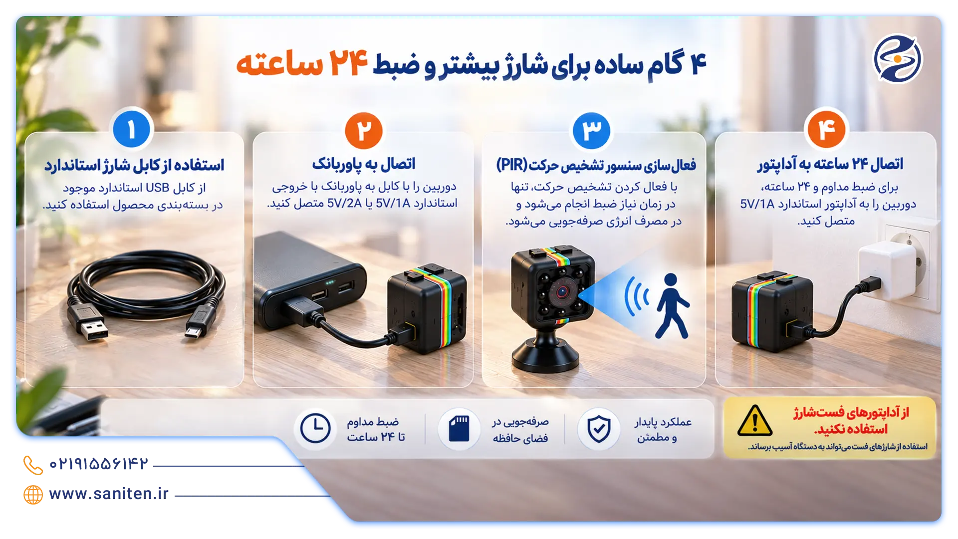 راهکارهای ضبط طولانی مدت با دوربین های مخفی جیبی
